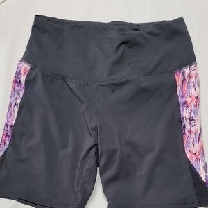 Women's Black and Purple Athletic Shorts